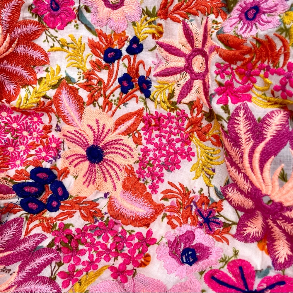 🇬🇧 Cottagecore Fully Embroidered Floral Mini Dress Handmade Garden Retro L - Picture 14 of 16